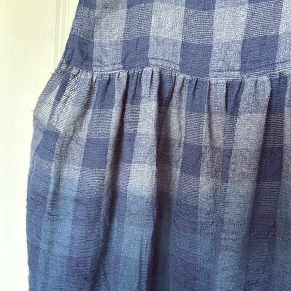 Free People Hey There Sunrise Button Up Shirt, Blue Checkered Dip Dye, Size S - Picture 4 of 8